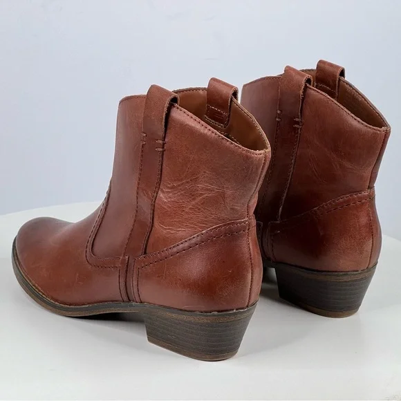 Kenneth Cole Booties Tale spin Ankle Boots Western Brown Leather Cowgirl Boho 6 - Picture 4 of 17